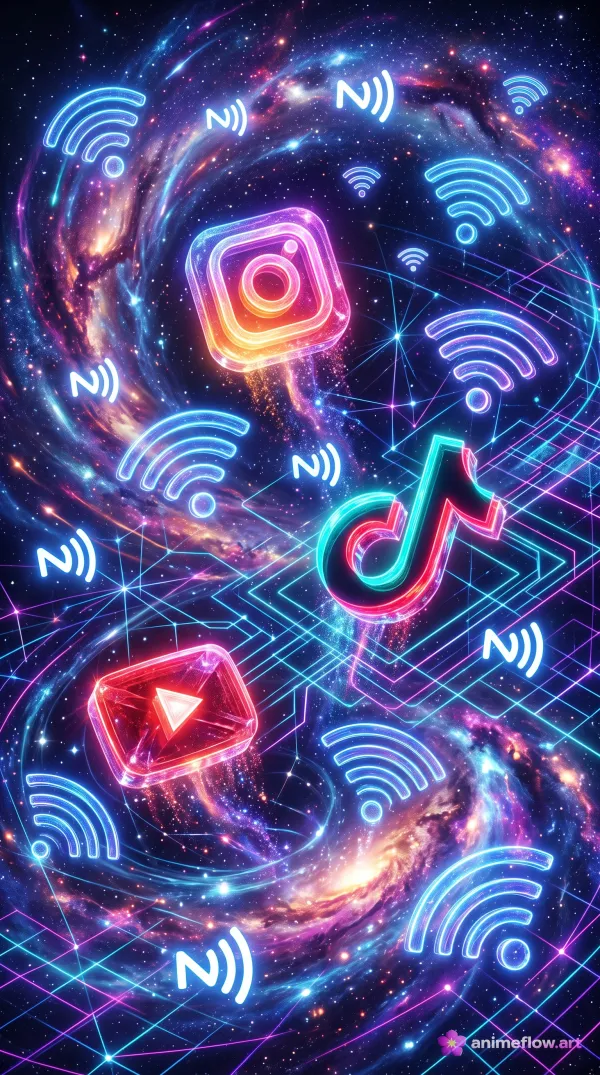 Neon Social Media Vortex