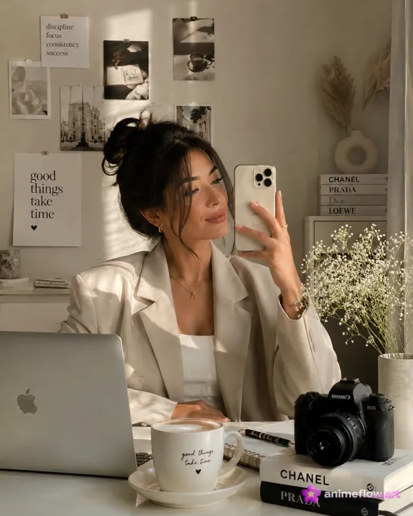 Effortless Desk Selfie Glow