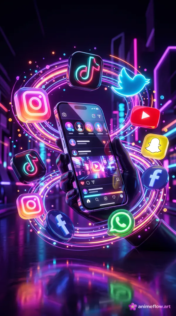 Neon Social Media Hand