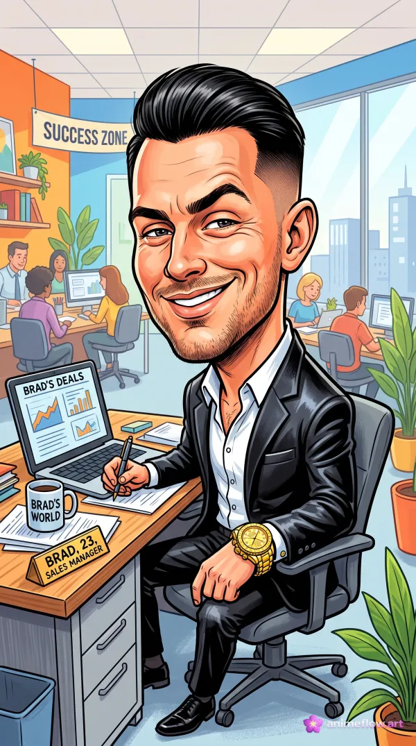 Smug Sales Manager Caricature