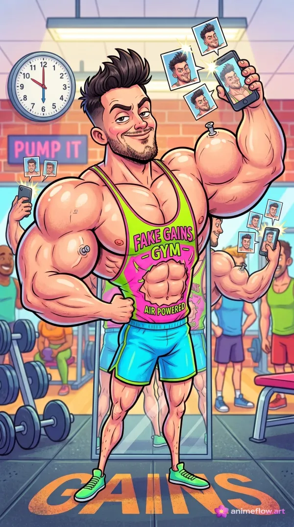 Fake Gains Gym Selfie
