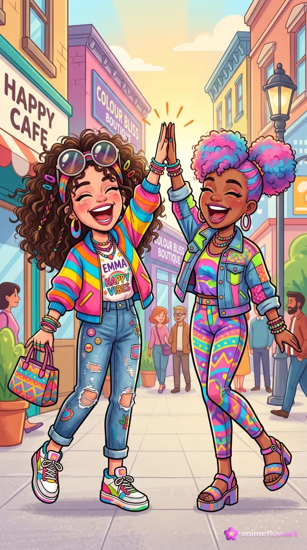 Neon High-Five Friendship