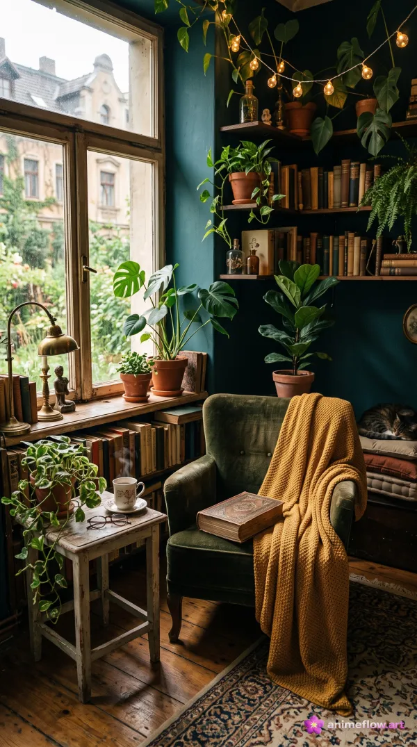 Cozy Teal Reading Nook