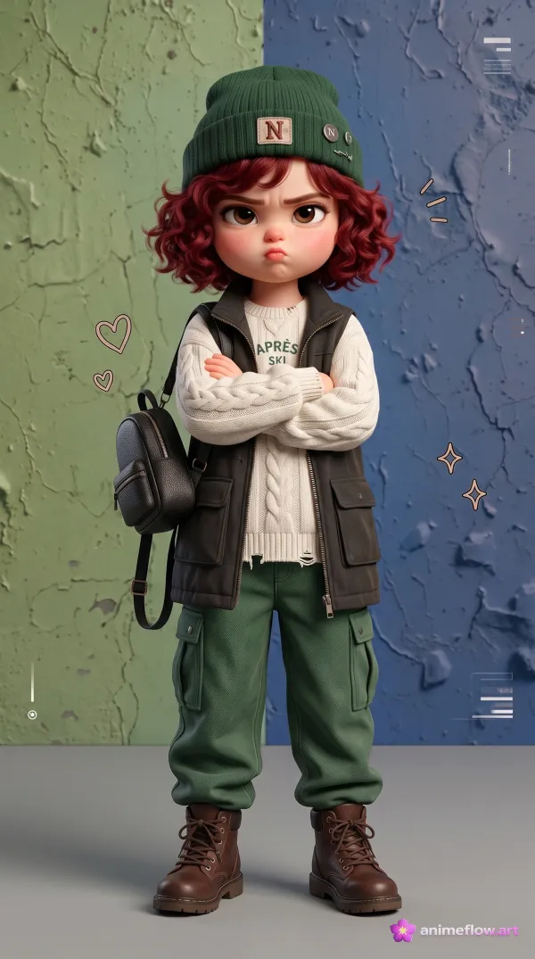 Grumpy Chibi Streetwear Vibes