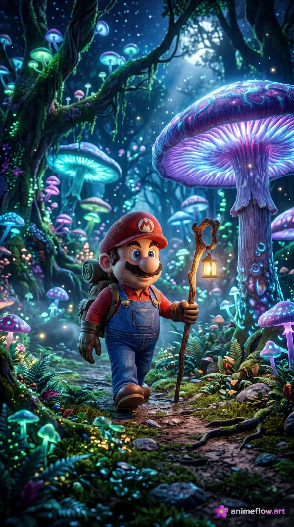Mario's Glowing Mushroom Forest