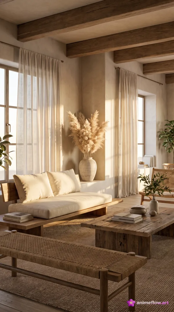 Sunlit Boho Minimalist Lounge