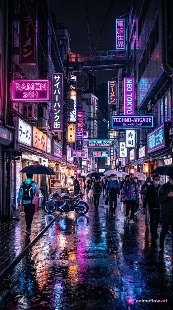 Neon Rainy Night