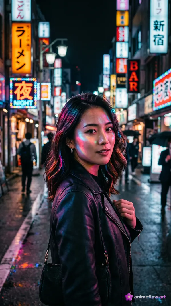 Neon Gaze After Rain