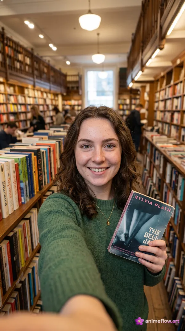 Cozy Bookstore Selfie