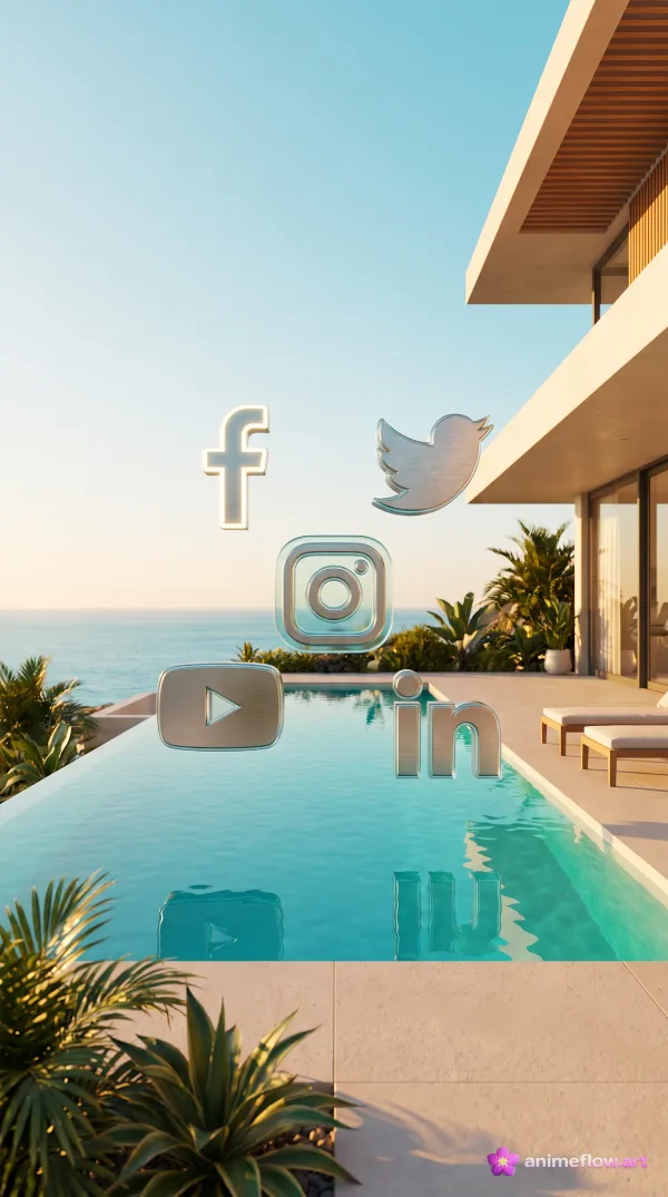 Social Icons Over Infinity Pool