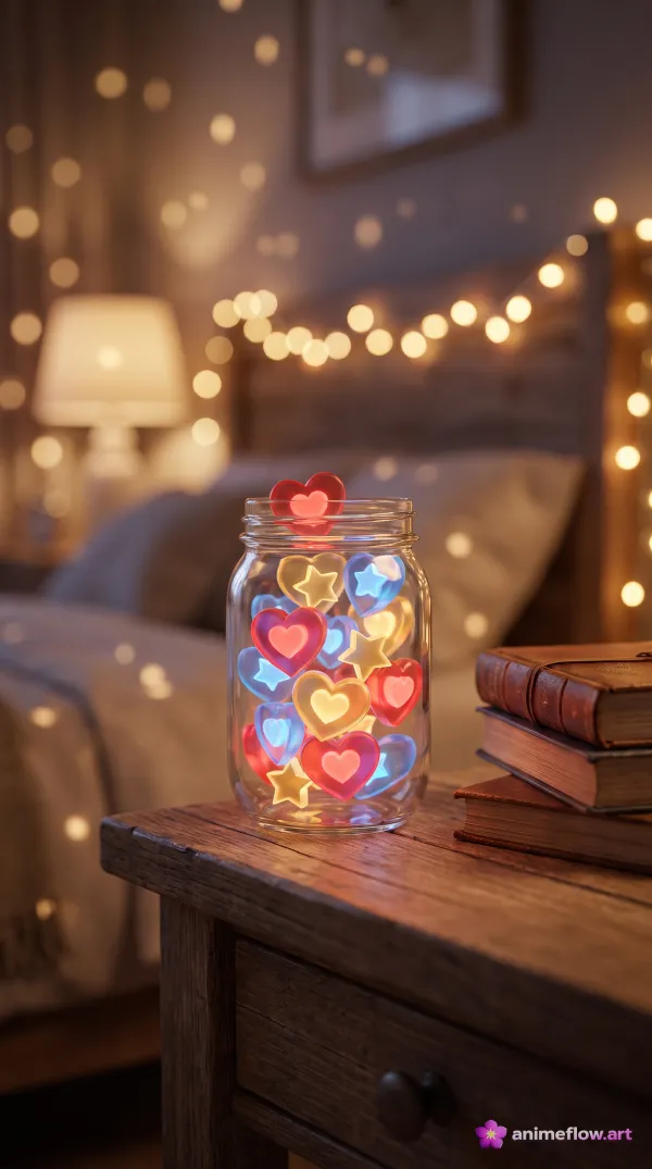 Glowing Hearts In A Jar
