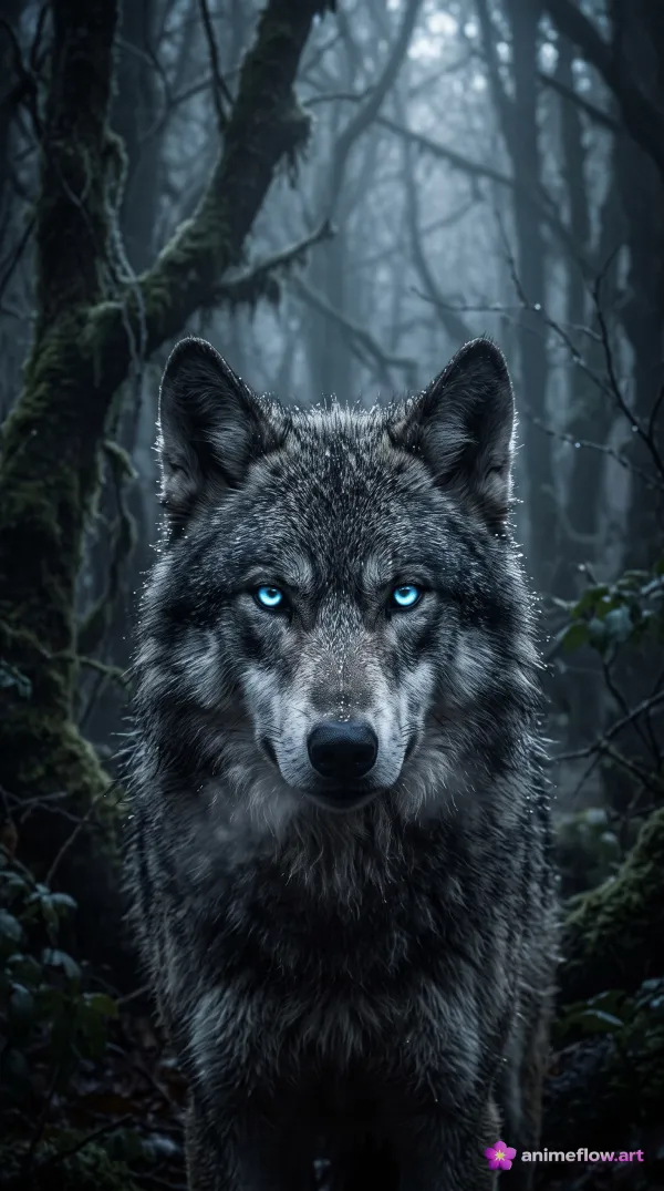 Mystic Wolf In Misty Forest