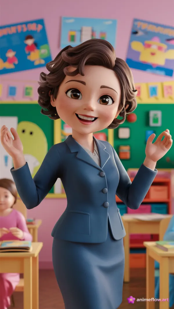 Cheerful 3D Teacher Gesture