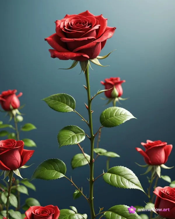 Crimson Roses In Digital Bloom