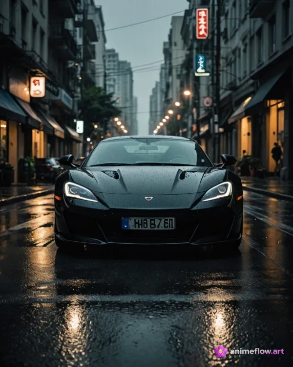 Midnight Machine On Wet Asphalt