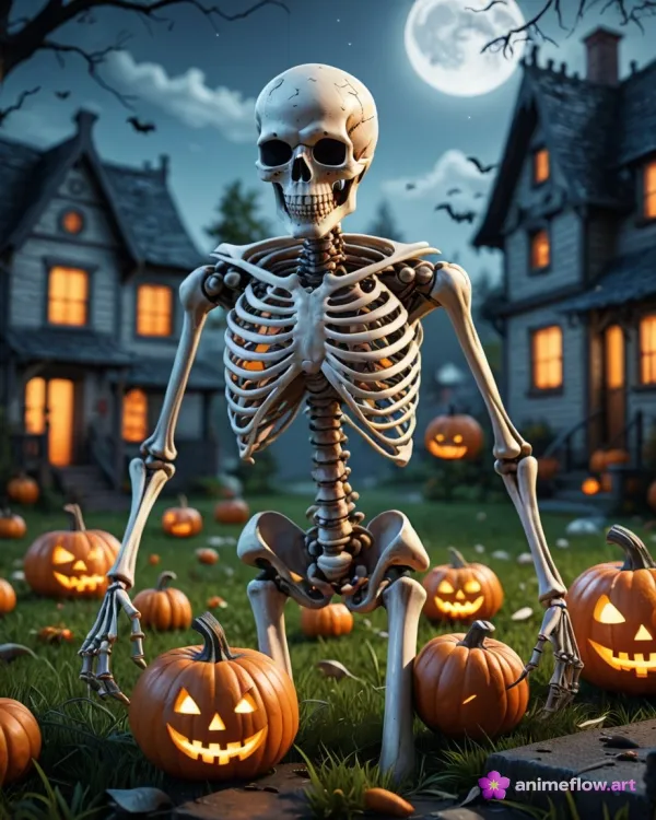 Moonlit Skeleton Halloween