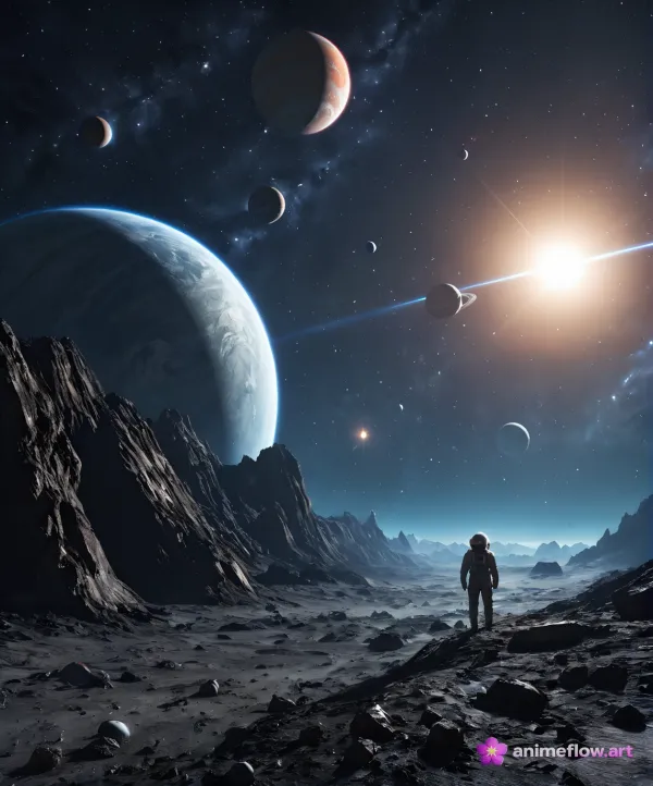 Lone Explorer Among Giants