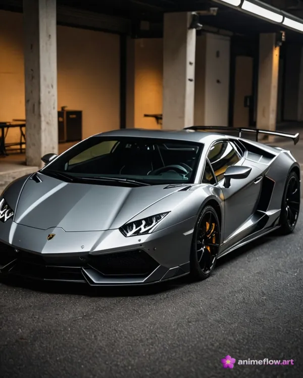 Silver Aventador After Dark