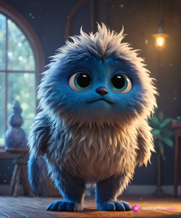 Worried Blue Fluffball