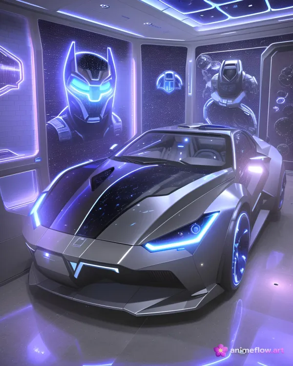 Neon Speedster In Holographic Garage