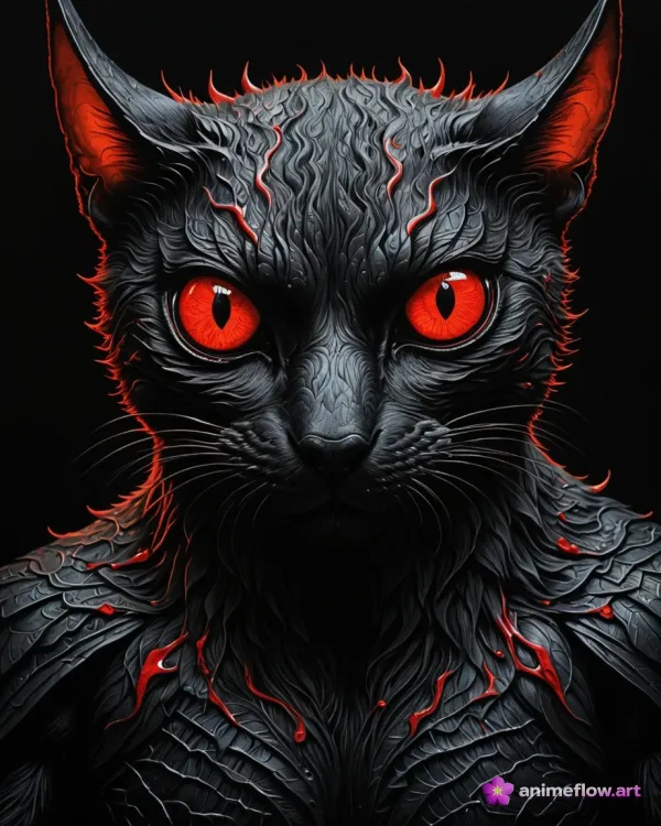 Crimson-Eyed Demon Cat