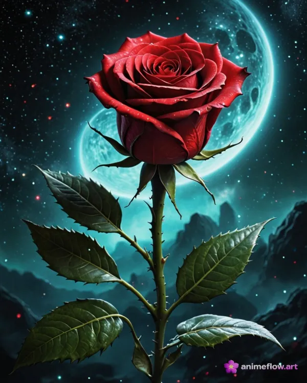 Crimson Moonlit Rose