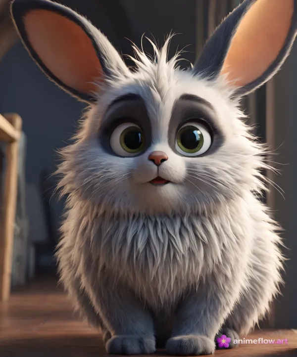 Whimsical Green-Eyed Rabbit