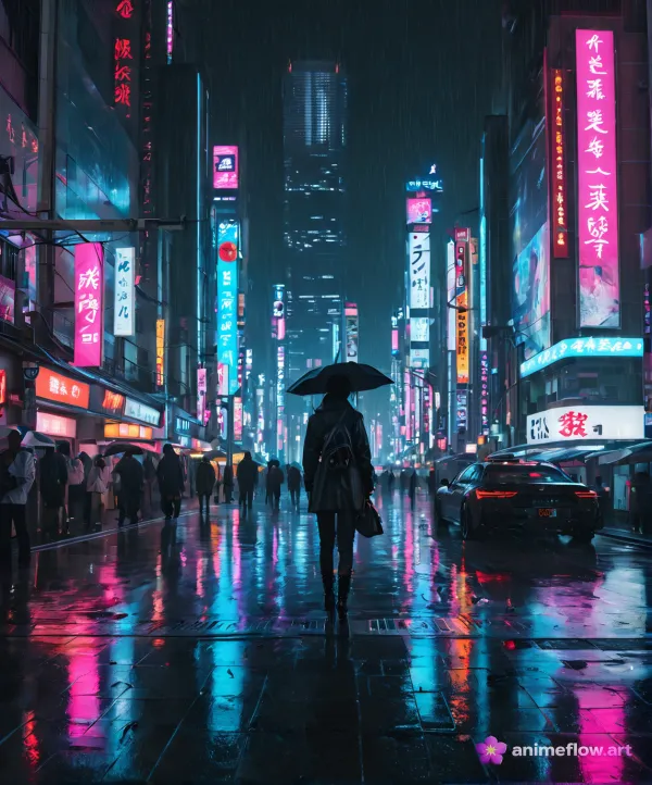 Neon Rain Walk