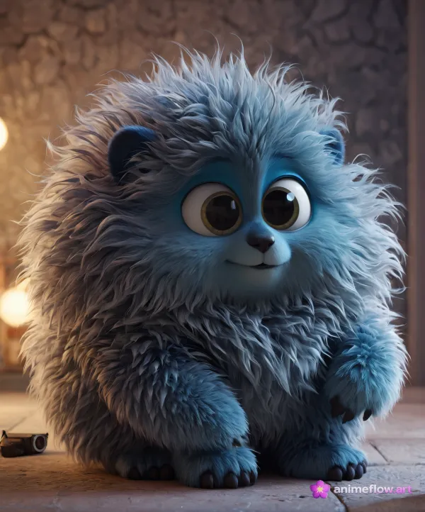 Cozy Blue Fluffball Glow