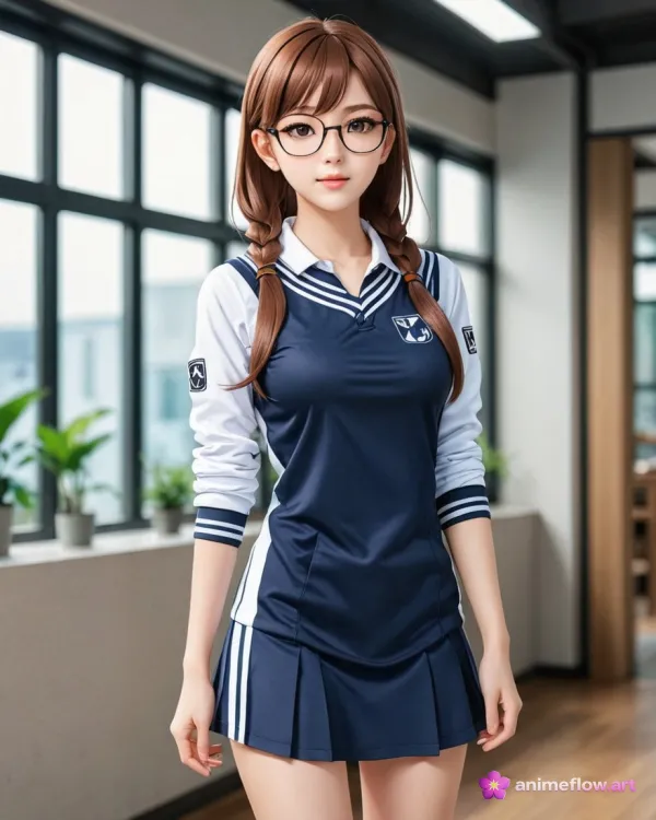 Calm Anime Schoolgirl Poise