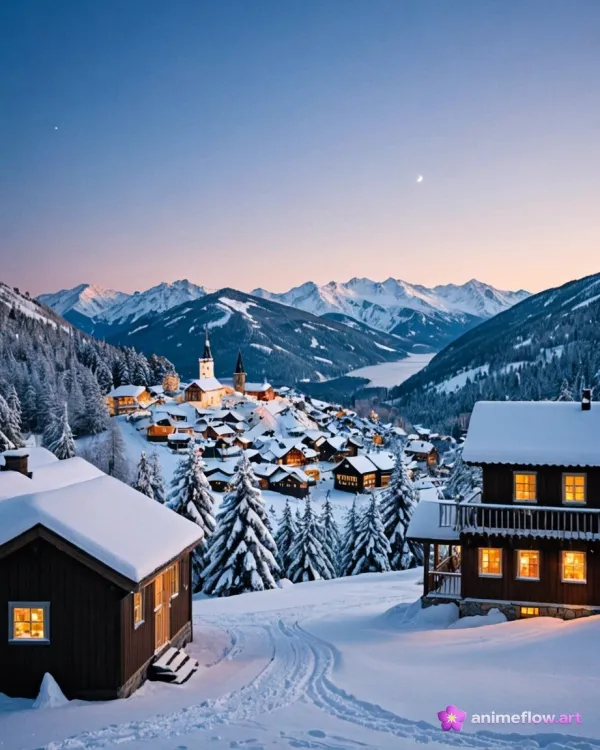 Twilight Alpine Village Glow