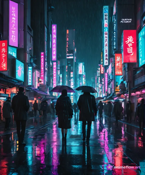 Neon Rain Walk
