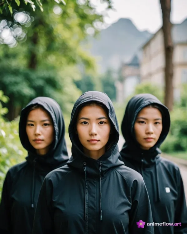Hooded Trio In Mist