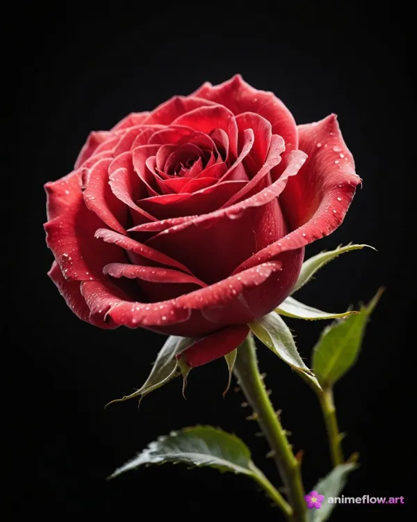 Crimson Dewdrop Elegance