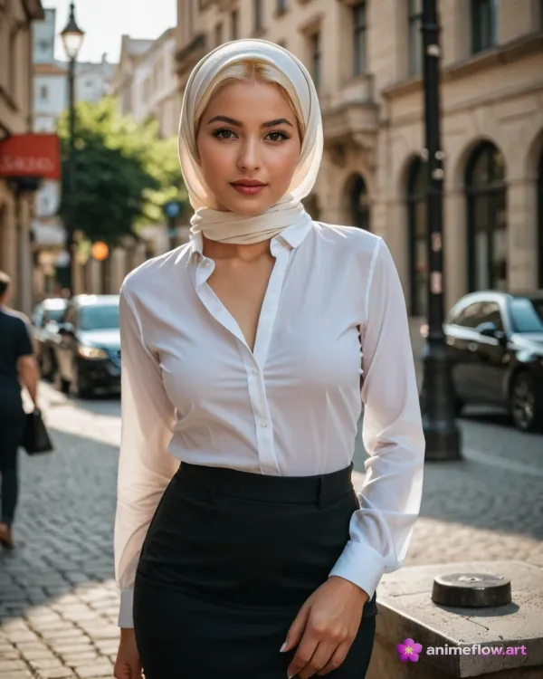 Beige Turban Street Elegance