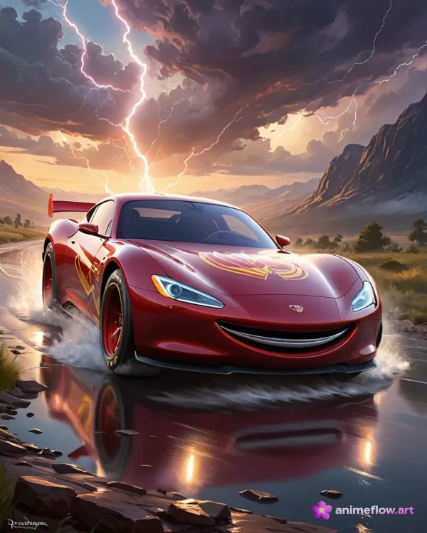 Stormcharged Red Porsche