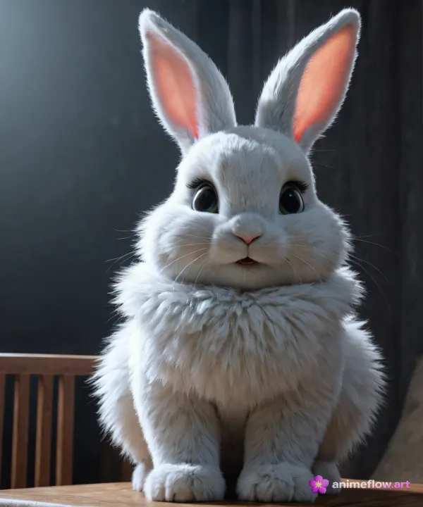 Fluffy White Rabbit Charm