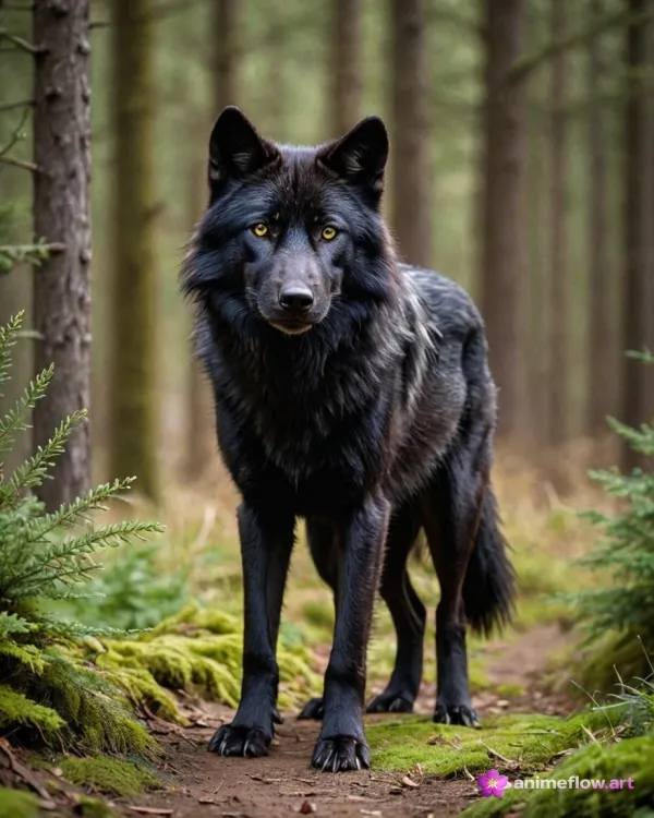 Mystic Wolf In Dark Forest
