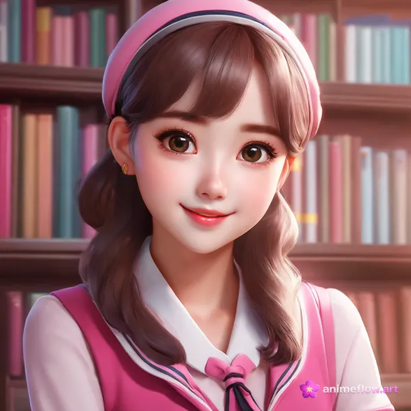 Pink Beret Anime Smile
