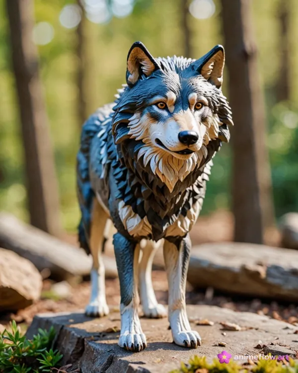 Majestic Wolf In Sunlit Forest