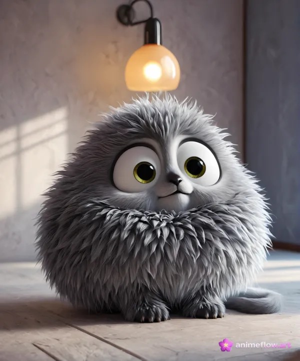 Cozy Gray Fluffball Glow