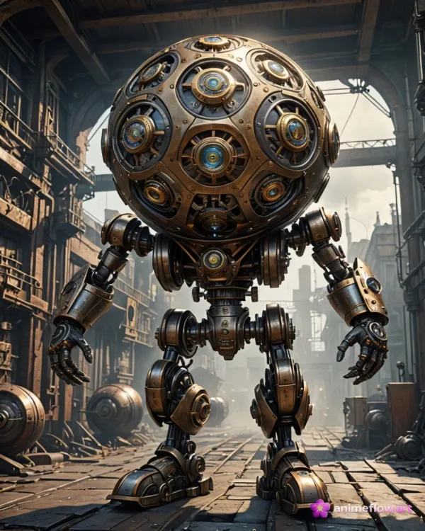Brass Automaton In Industrial Haze