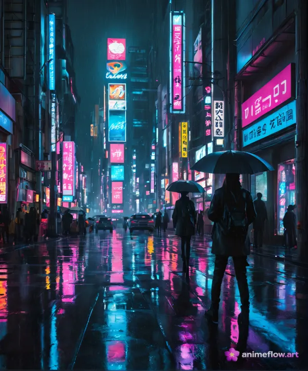 Neon Rain Walk