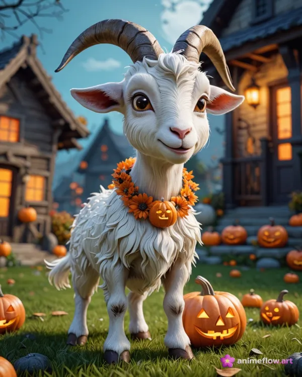 Whimsical Halloween Goat