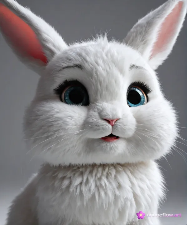 Fluffy White Rabbit Charm