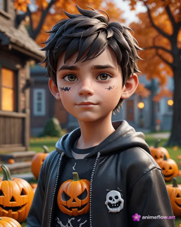 Spooky-Cute Halloween Boy