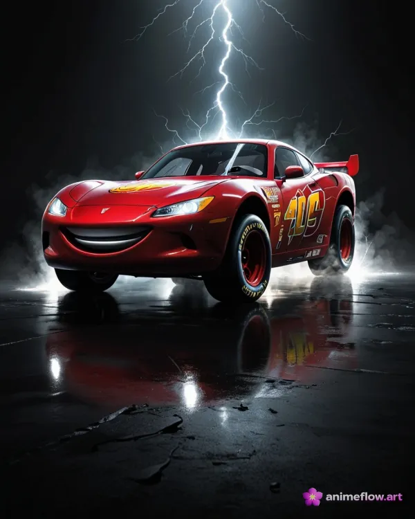 Lightning Strikes Red Racer