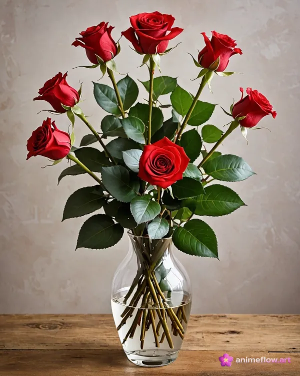 Crimson Romance In Glass