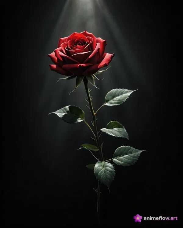 Crimson Rose In Spotlight
