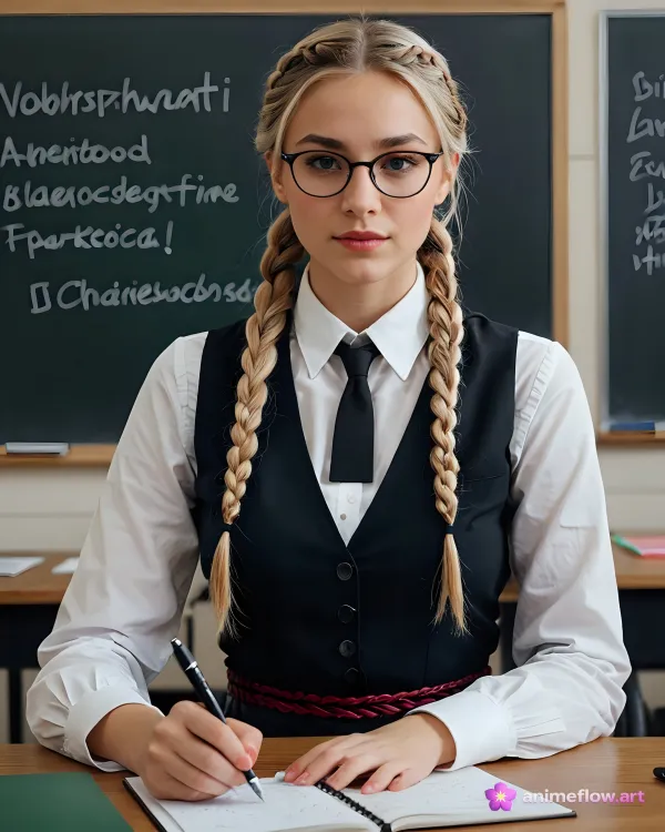 Studious Blonde In Classroom